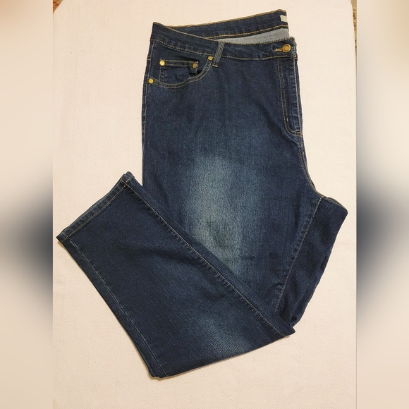 WOMAN WITHIN SIZE 26 Dark Blue Straight Legs Jeans - Picture 1 of 8